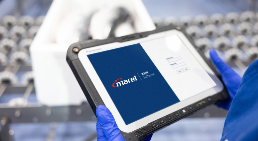 Holding Tablet Axin Login Window